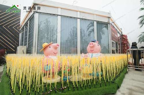 灵通篷房为售楼处搭建绿色临时售楼中心 灵通篷房为售楼处搭建绿色临时售楼中心